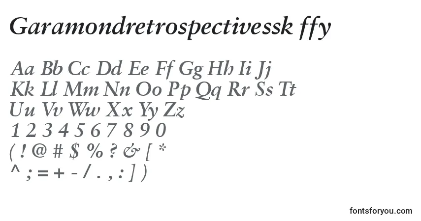 characters of garamondretrospectivessk ffy font, letter of garamondretrospectivessk ffy font, alphabet of  garamondretrospectivessk ffy font
